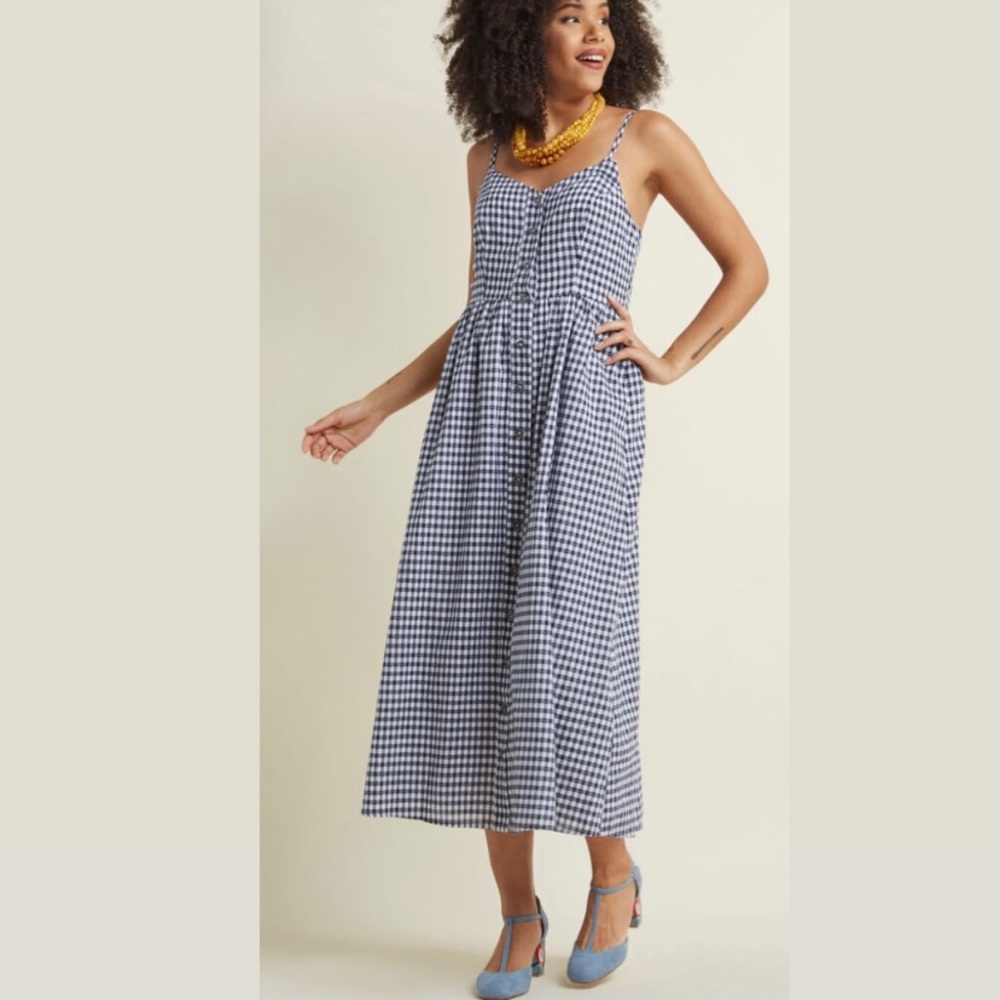 Modcloth Plaid Midi Dress